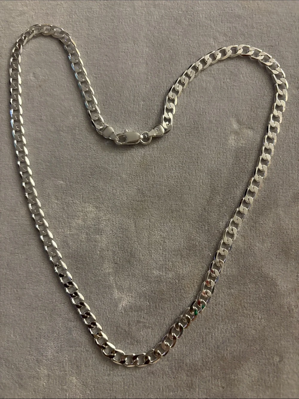 Silver Men’s Cuban Link Chain Necklace - Polished Silver Finish